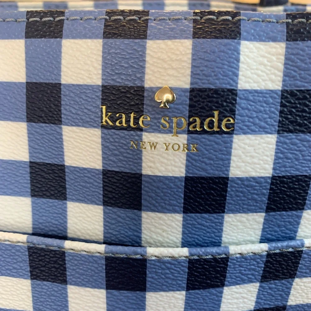kate spade Blue Gingham Leather Trim Tote